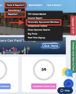 Report Personally Sponsored Members